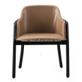 Designer brown leather armrest single chairs